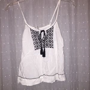 Forever 21 white with black embroidery tank top
